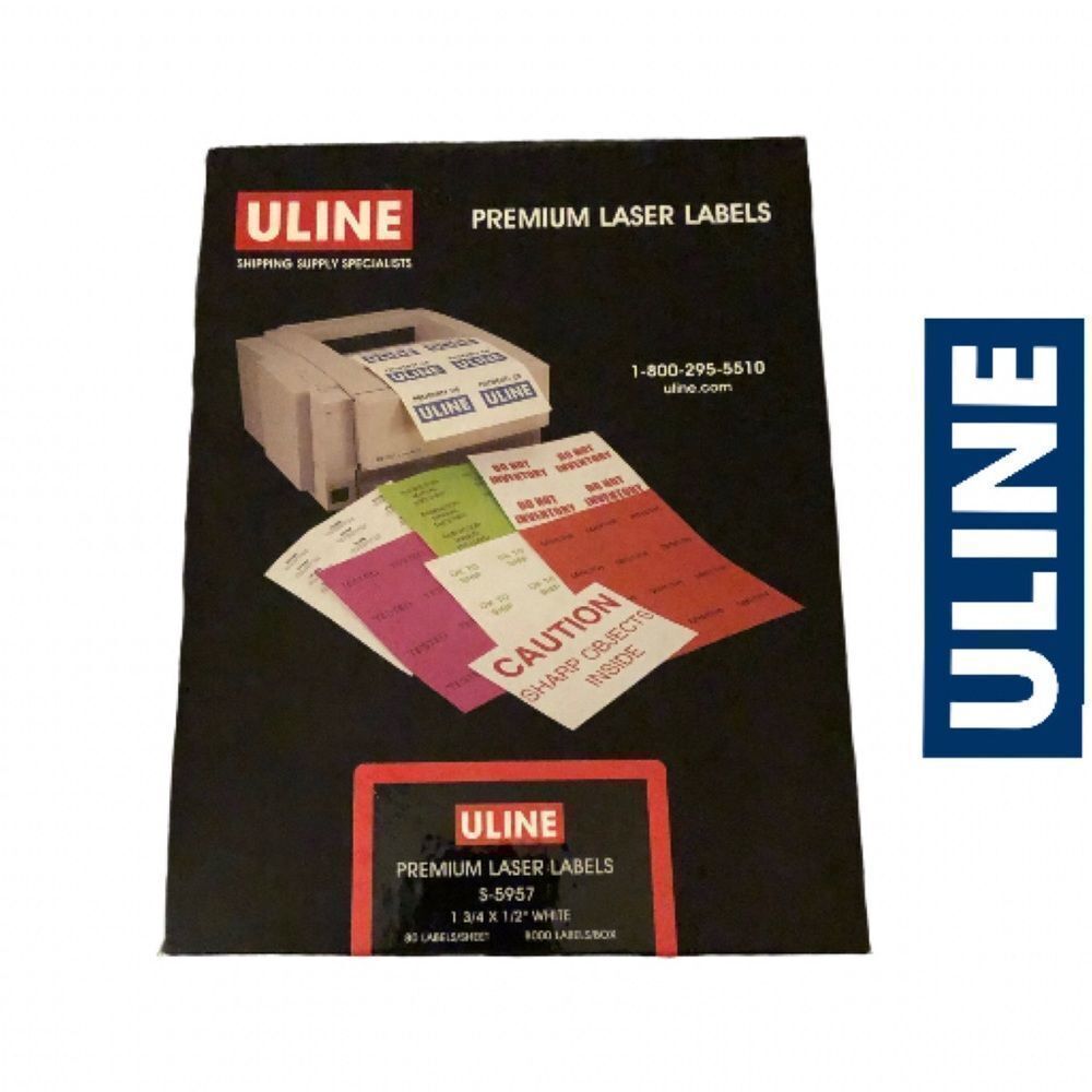 Uline Premium Laser Labels- White S-5957, 8000‎ labels, NWOT unused